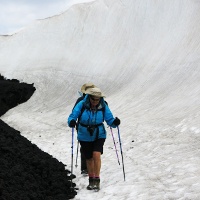 Trekking in snow in Iceland